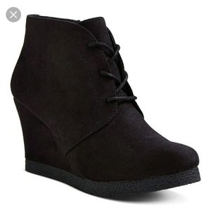 Merona Black Lace Up Wedge Booties